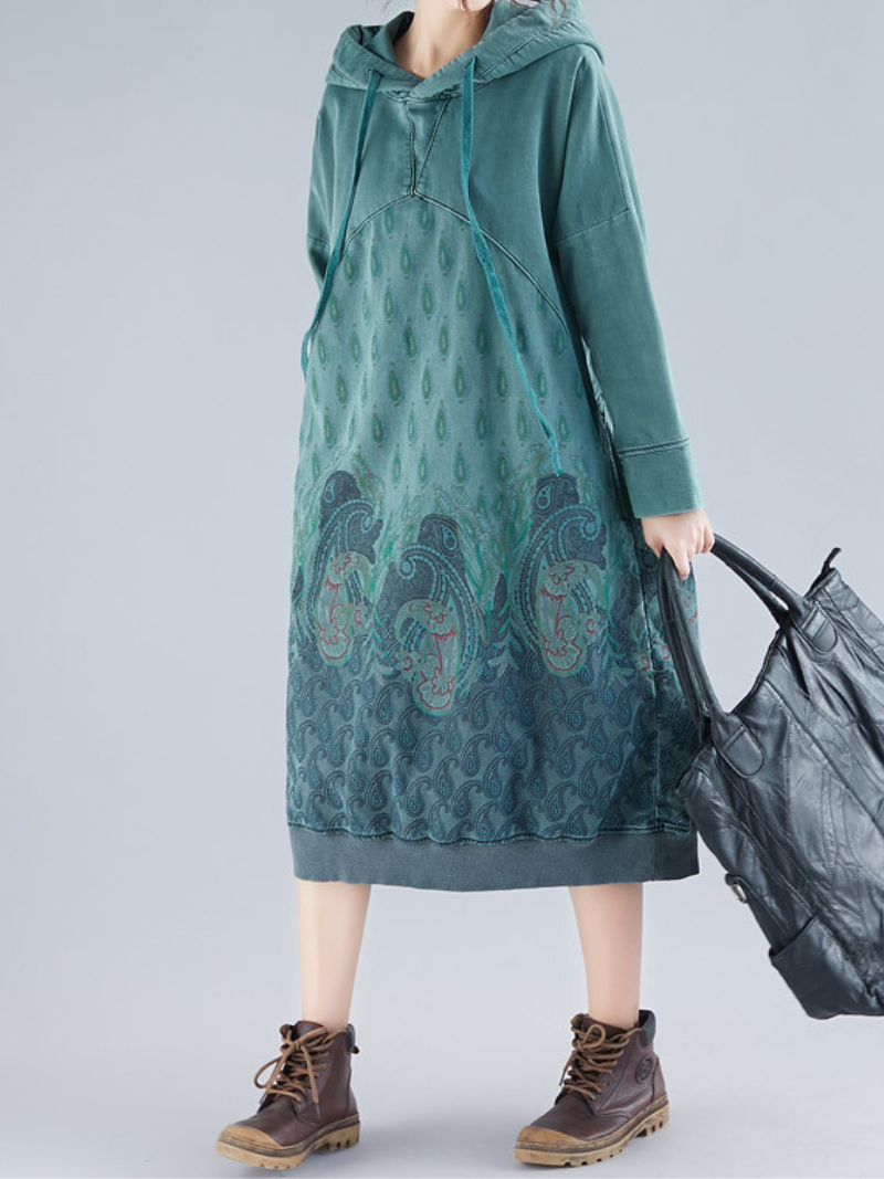 mid-length Hoodies, Oversize Sweatshirt With Styish Design, printed Hooded Sweater,peacock print hooded - Fashionpara