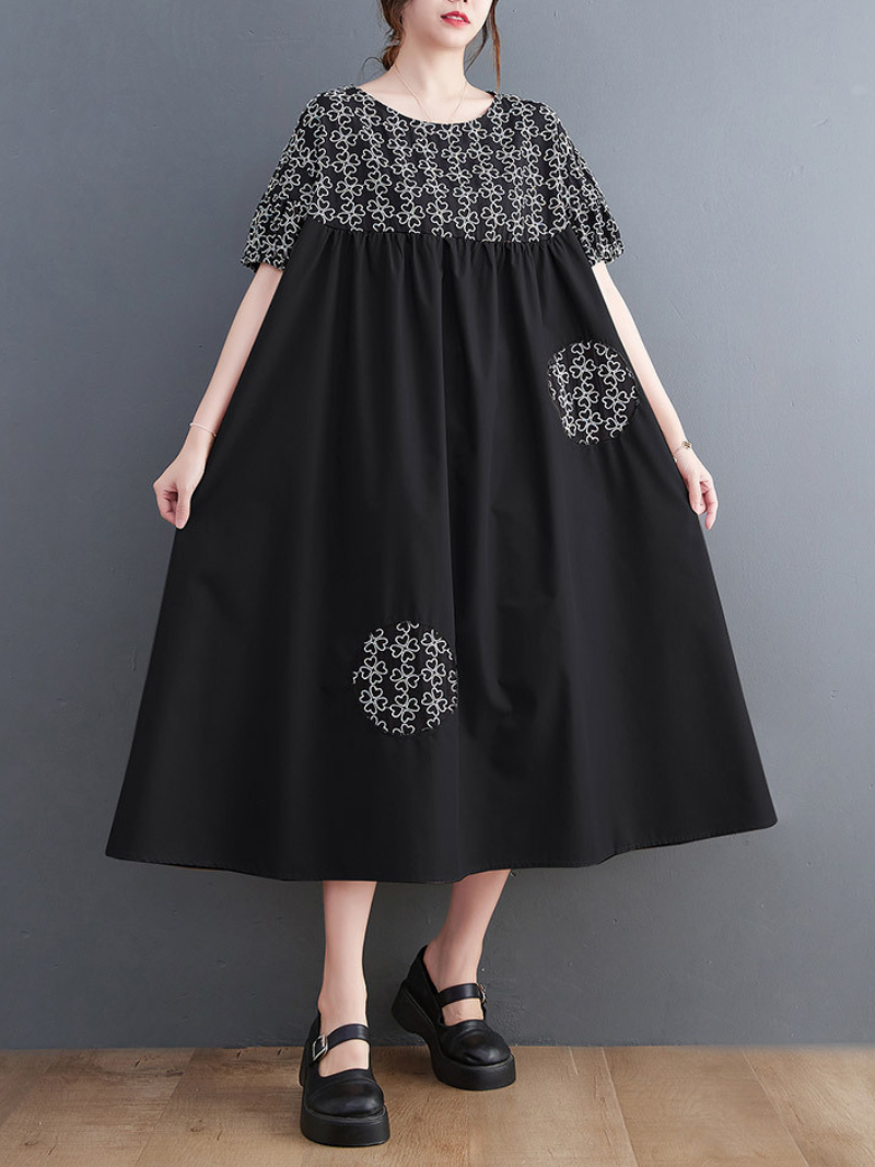 Wonder Cotton Short Slevees Smock Dress - Fashionpara