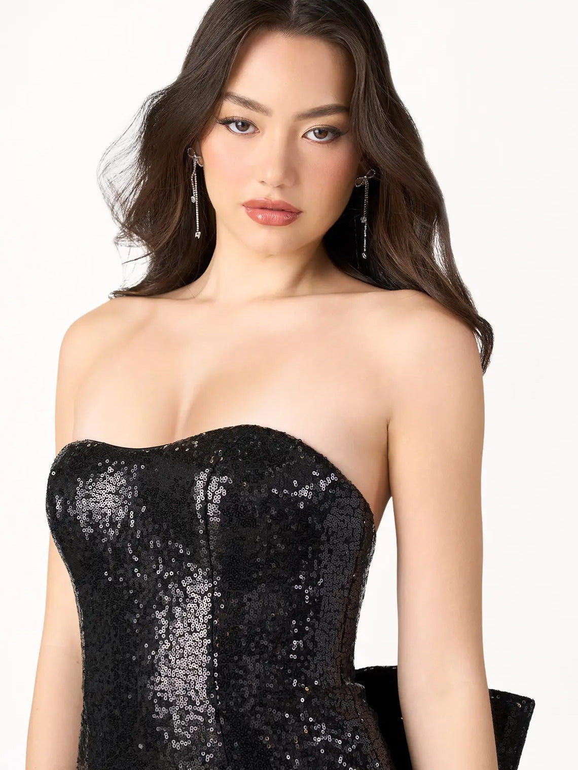 Sequin Strapless Bodycon Train-Hem Mini Dress 4