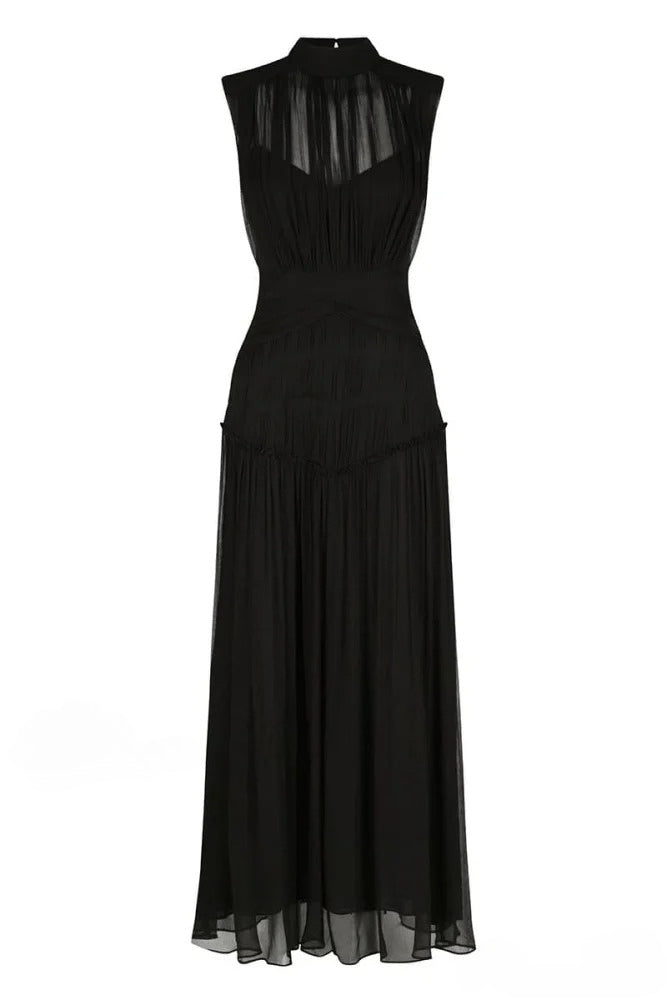 Remarkable Moment High Trendy Neck Maxi Dress