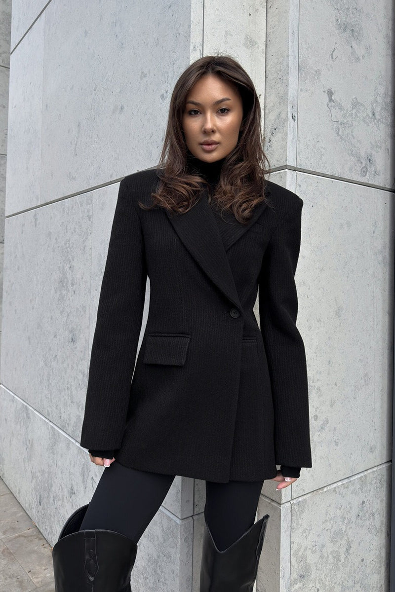 Notched Lapel Belted Tailored Blazer 6