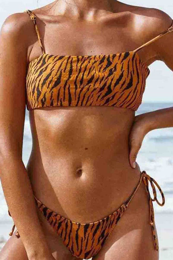 Bandeau Zebra Stripe Two pieces Swimsuit - Fashionpara