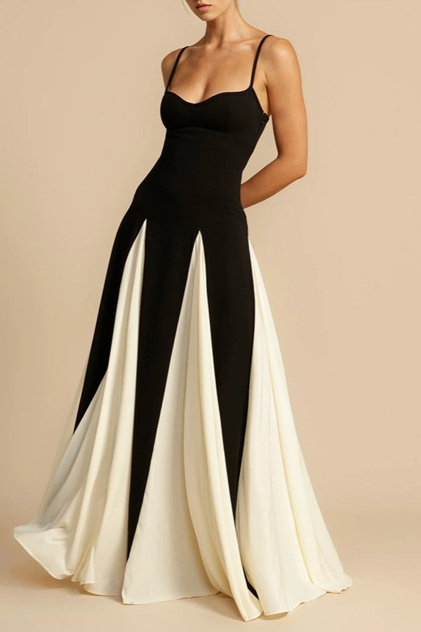 Two-Tone Sweetheart Spaghetti Strap A-Line Maxi Gown