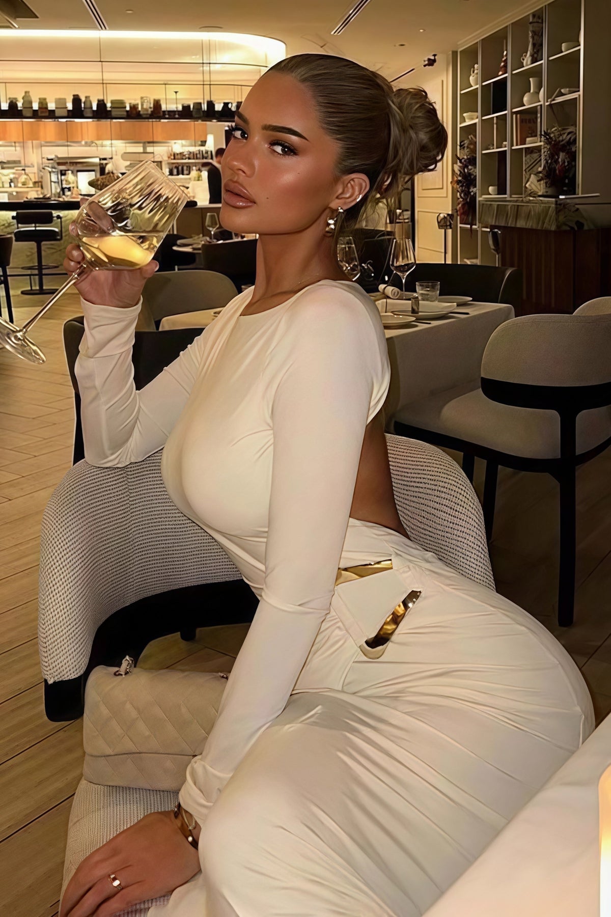 Long Sleeve Cut Out Backless Fishtail Maxi Gown 3