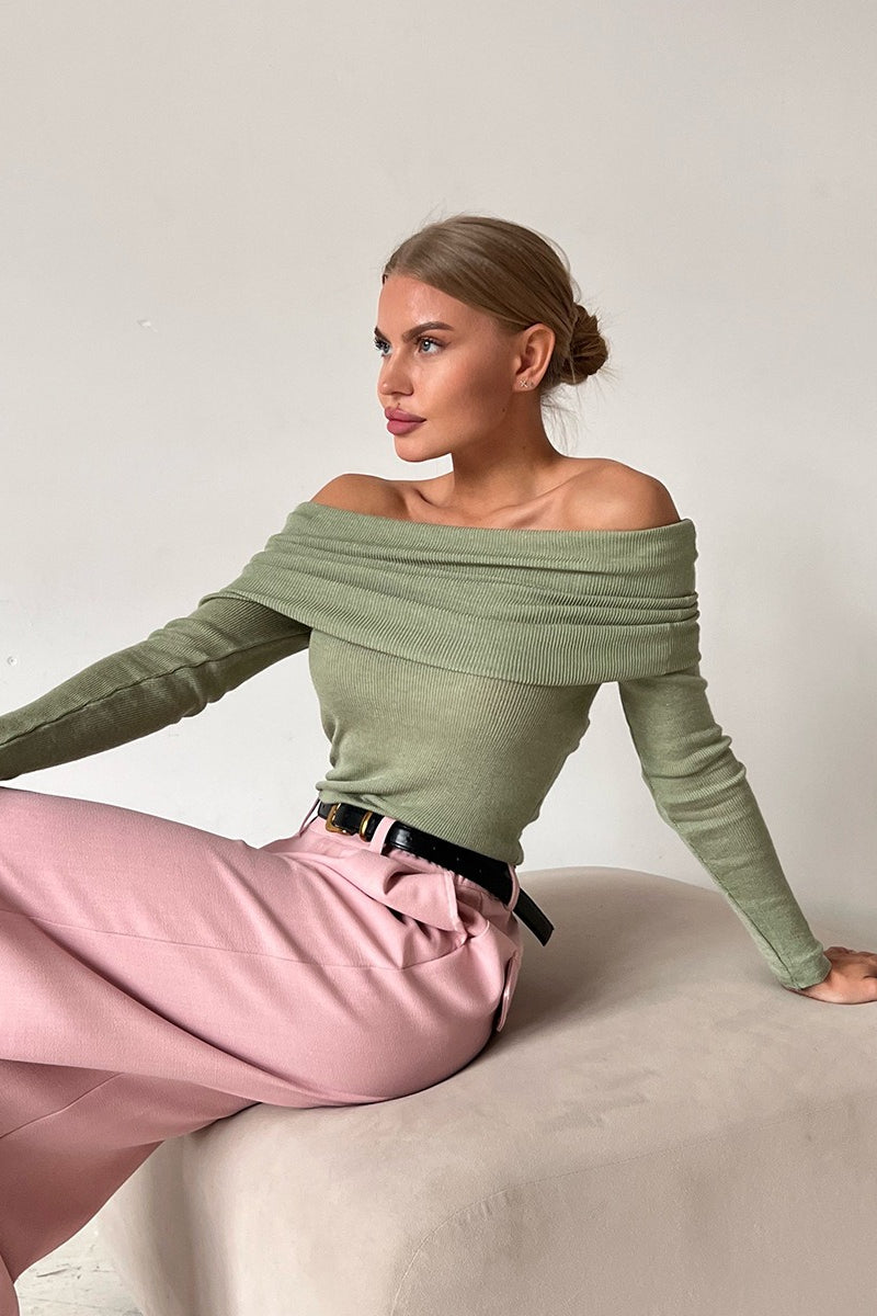 Slim Fit Off-Shoulder Knit Top