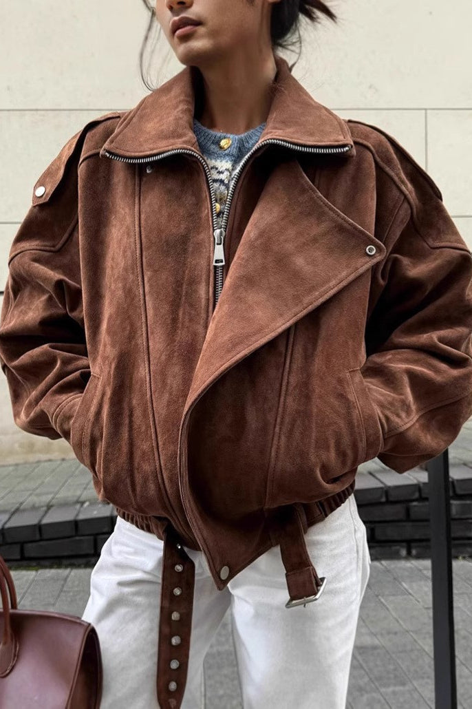 Chic Vintage Loose Fit Brown Coat for Effortless Style