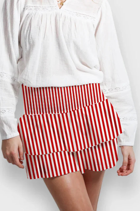 Indie Graphic Ruffle Pleated Skirt