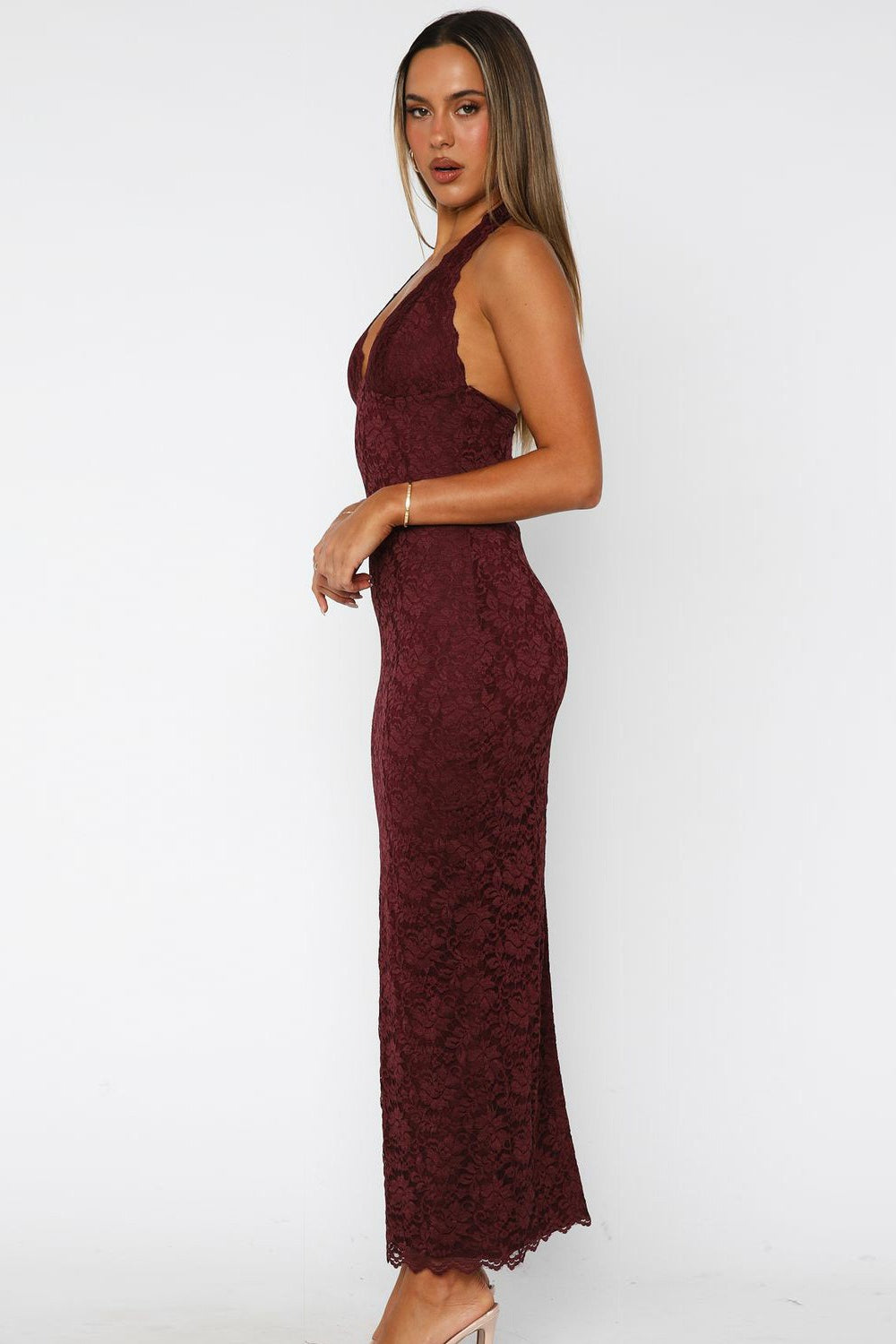 Elegant Halter Bodycon Lace Dress