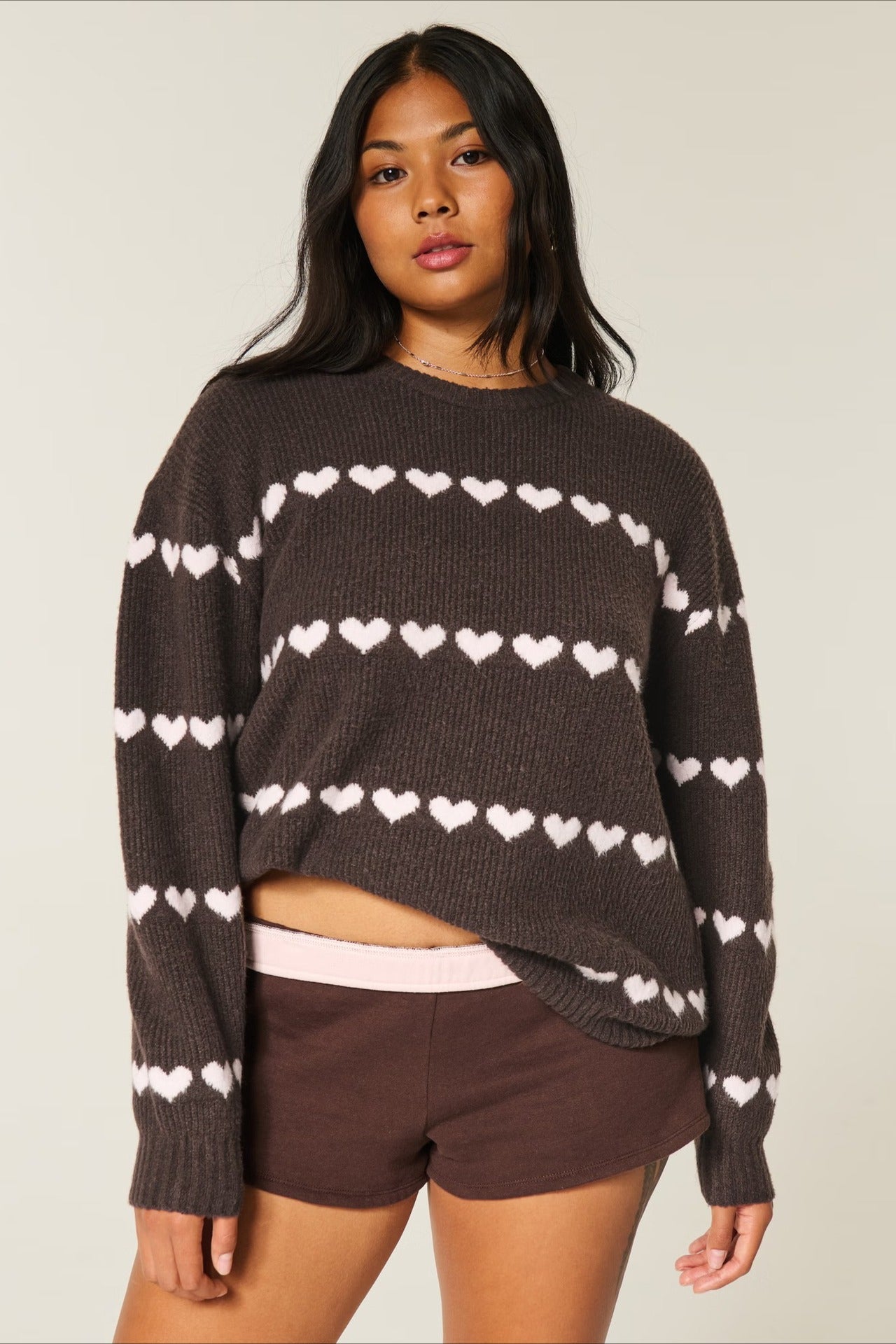 PrincessAce Heart Fair Isle Striped Knit Sweater for Comfort