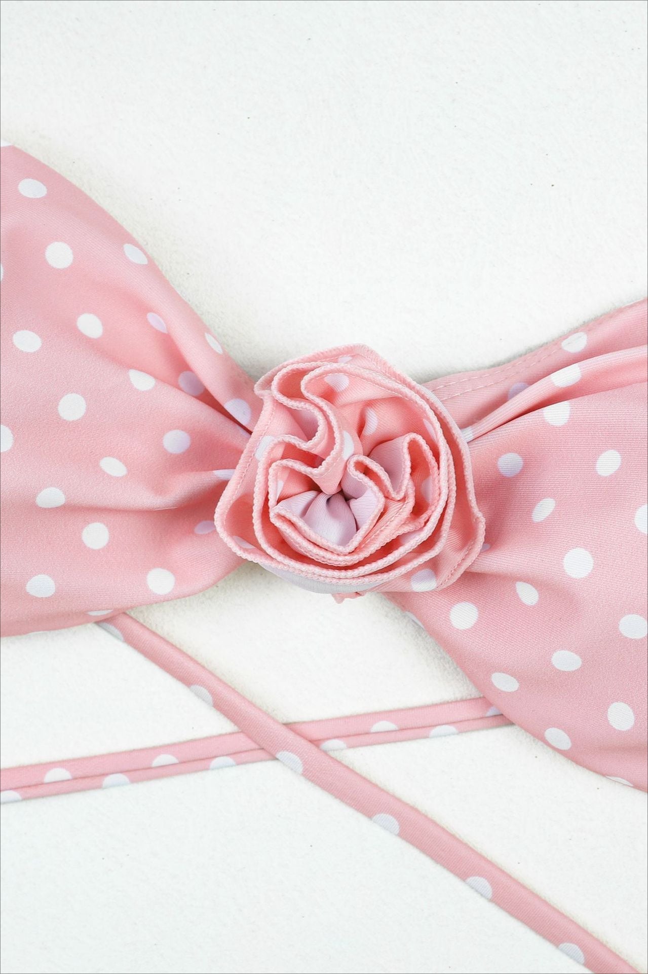 Strapless Polka Dot Three Piece Swim Set