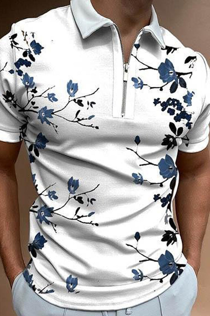 Men's Floral Print Slim Fit Polo Shirt - Fashionpara