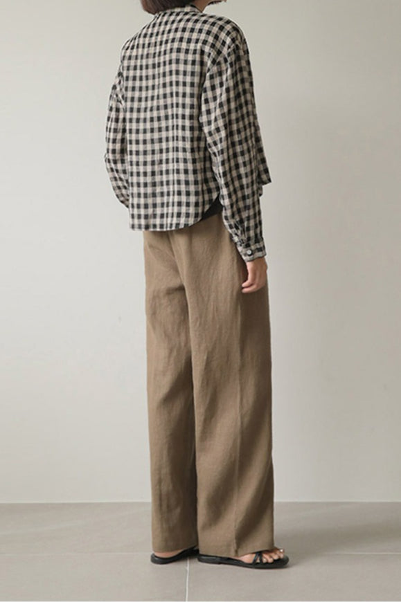 Casual Check Pocket Blouse