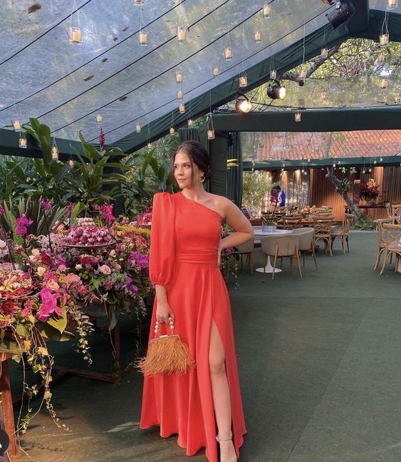 Charming A Line Long Wedding Guest Dress Prom Gowns