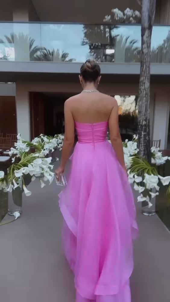 simple pink prom dress,modest evening dresses - Fashionpara