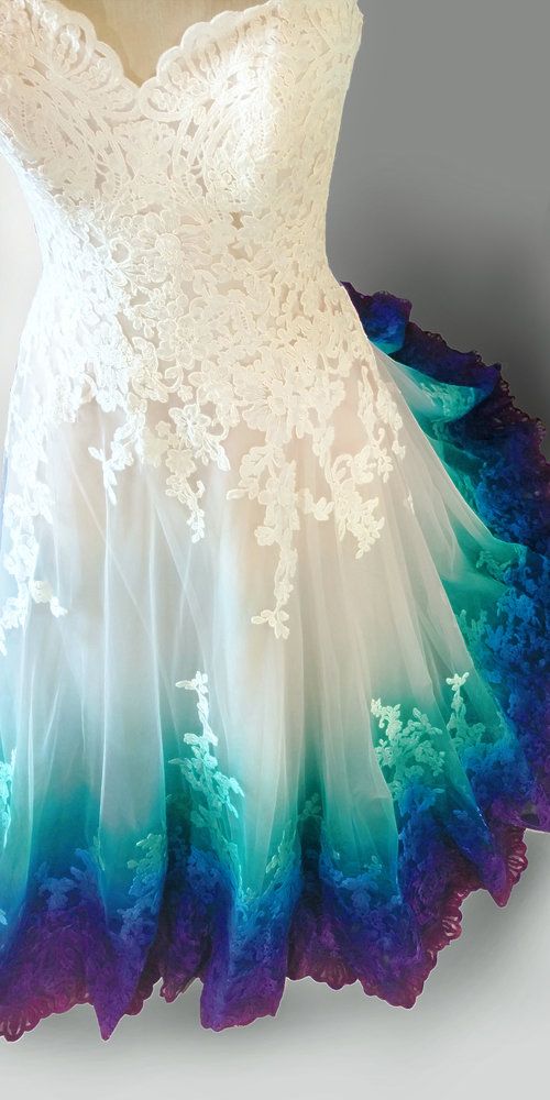 Colorful Ombré Wedding Dress Ball Gown