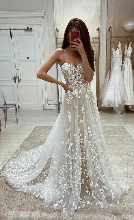 A-line Lace Wedding Dresses ,Fashion Custom made Bridal Dress