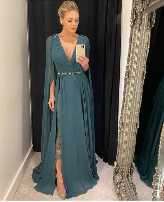 Charming A Line Long Wedding Guest Dress Prom Gowns