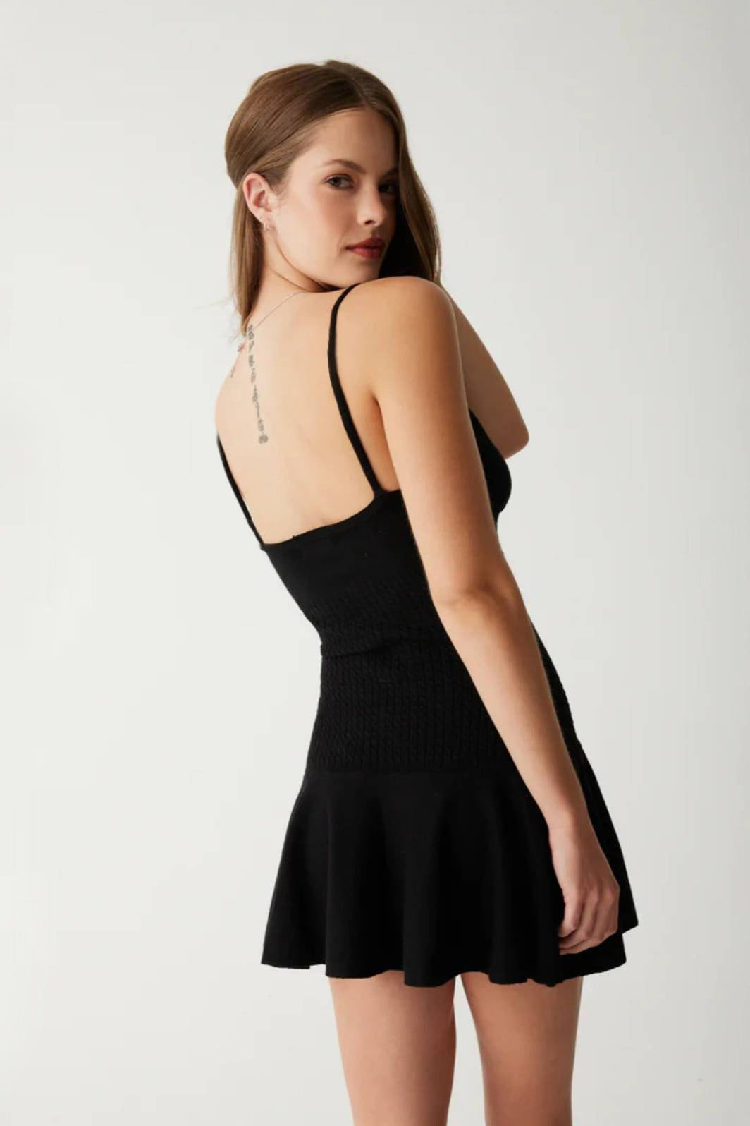 Knit V-Neck Rosette Drop Waist Flared Mini Dress 9