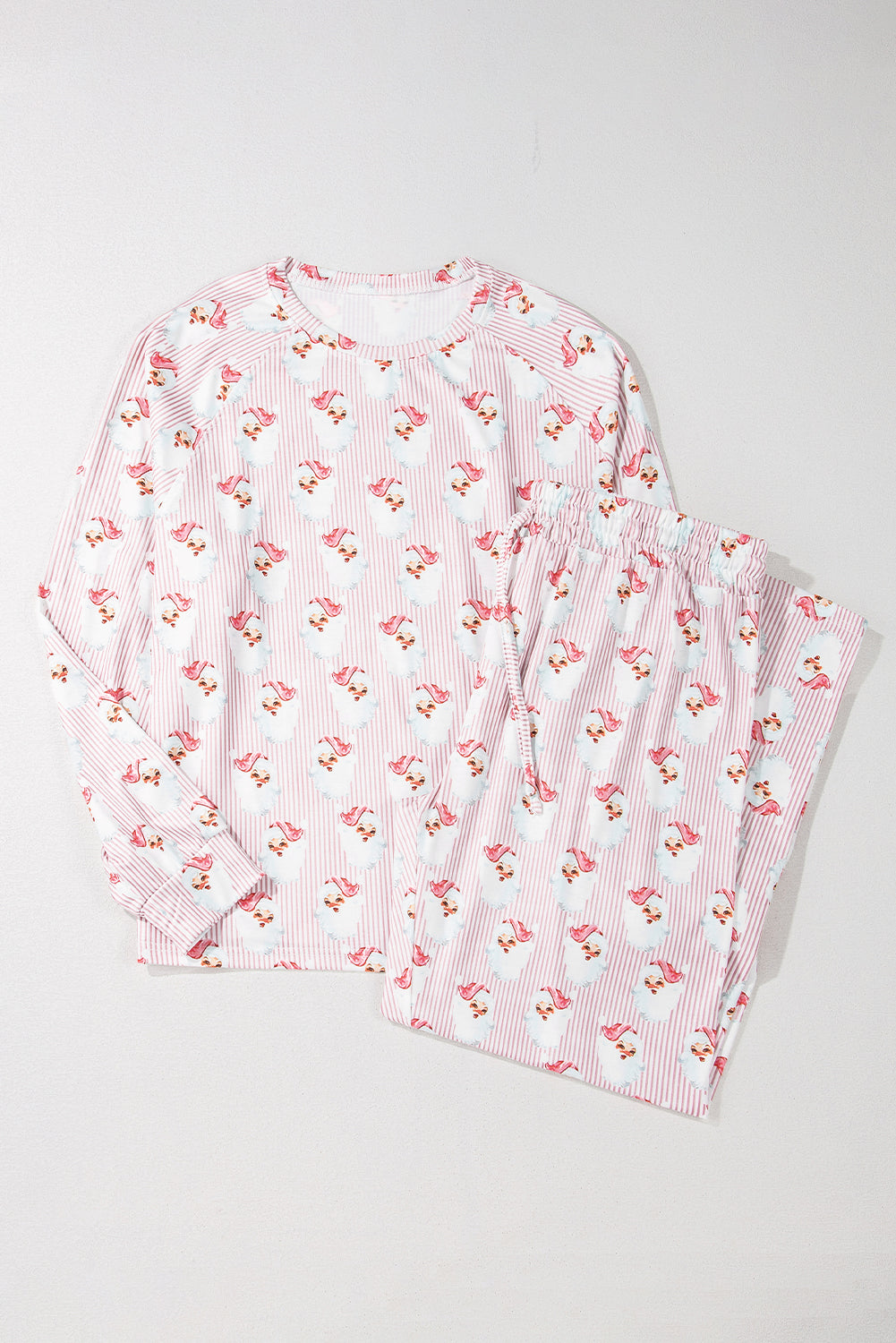 Pink Santa Claus Print Two Piece Lounge Set