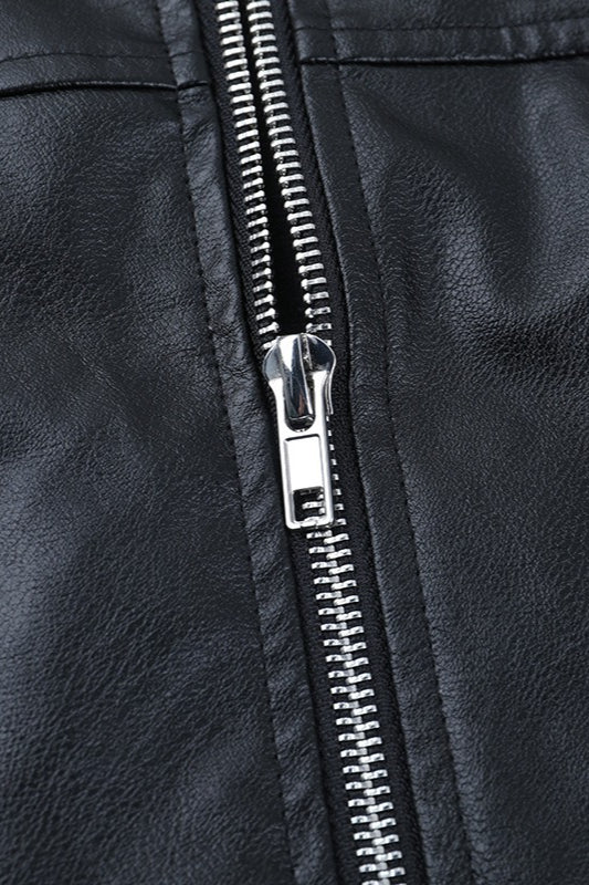 Short PU Leather Zip Jacket