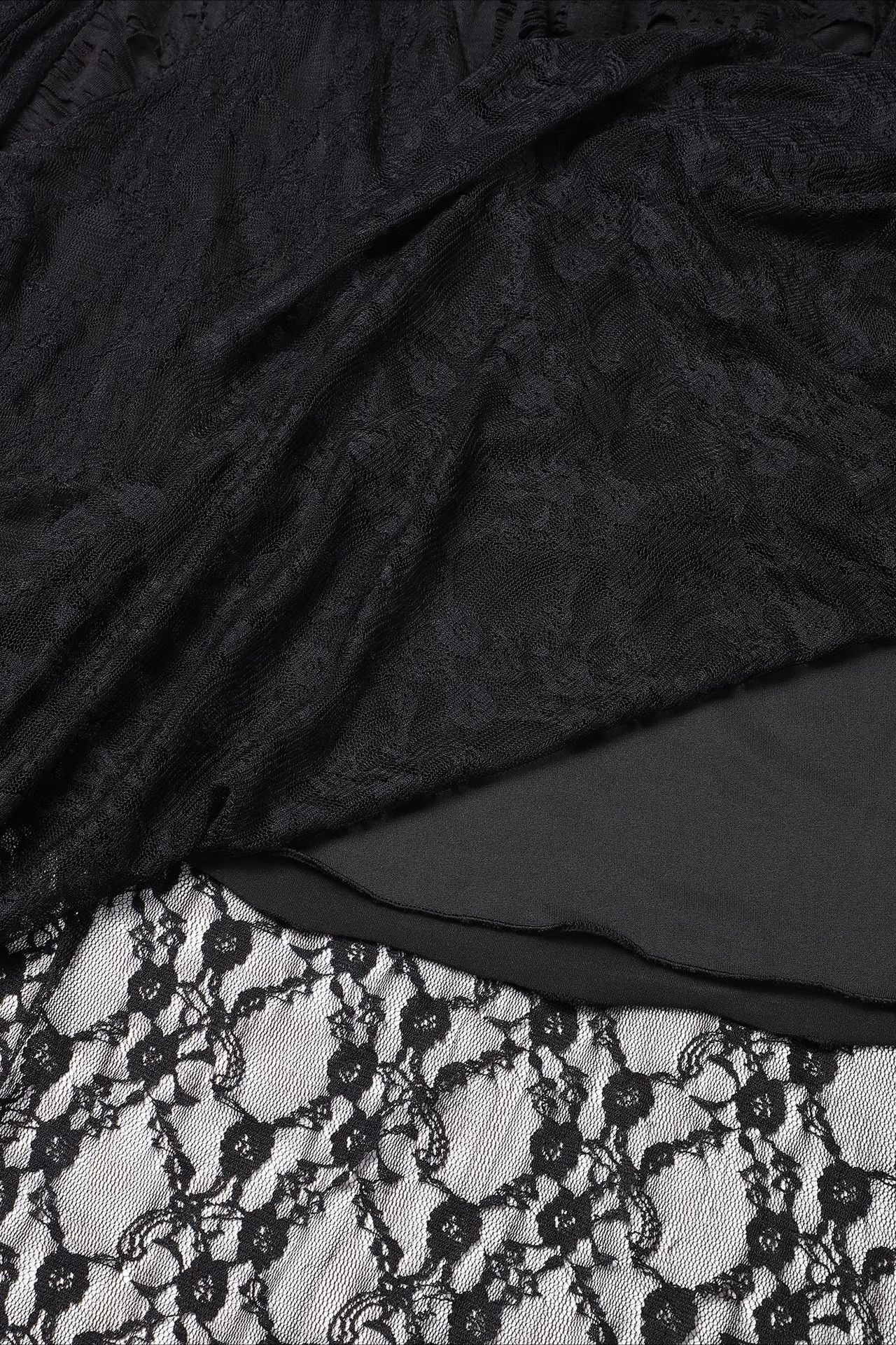 Gothic Lace Plus Size V-Neck Asymmetrical Maxi Dress