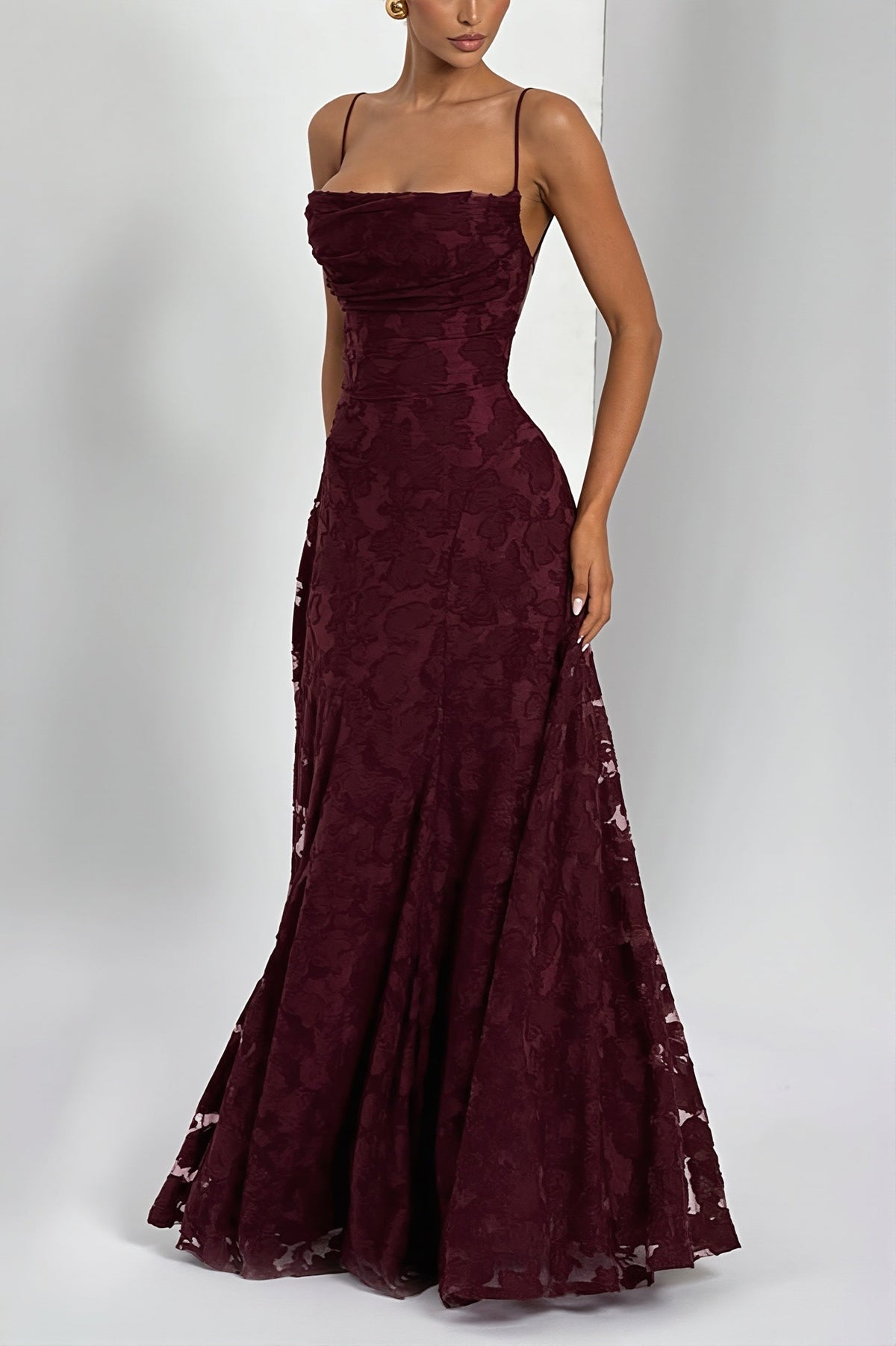 Floral Appliqué Sweetheart Fit and Flare Maxi Gown