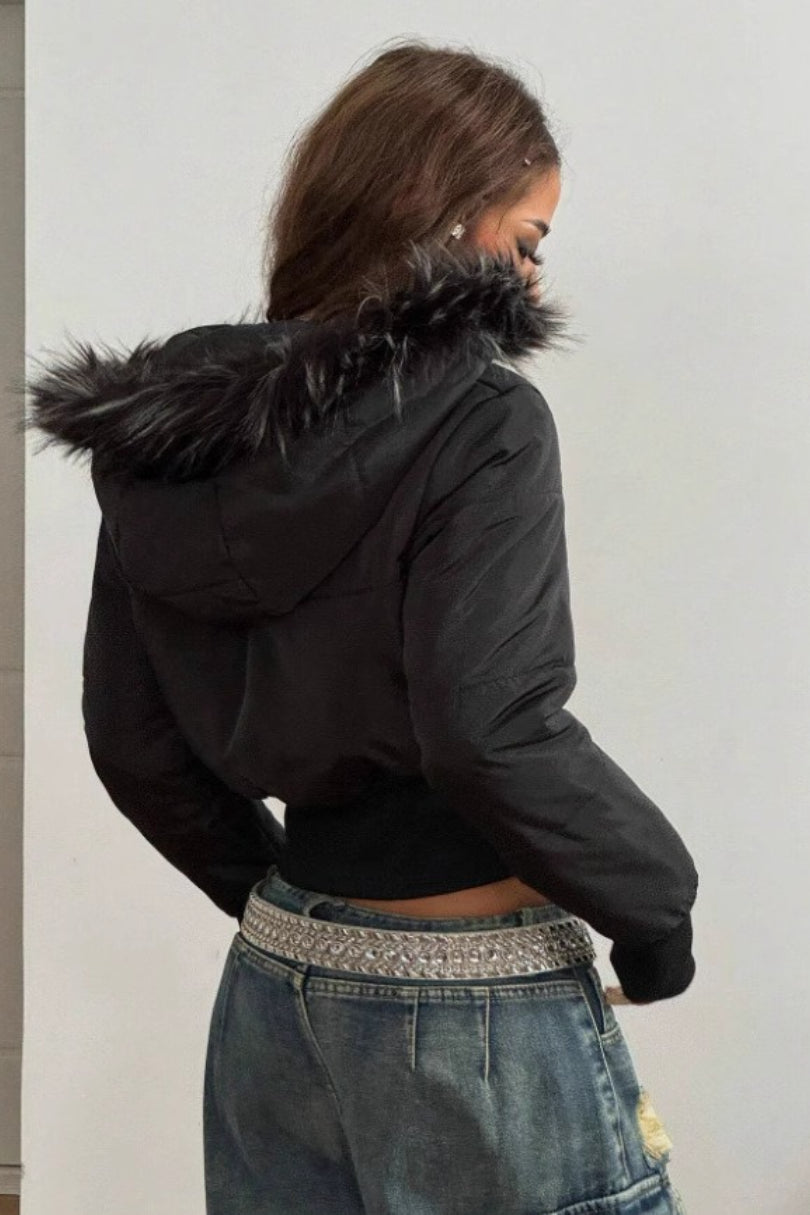 Slim Padded Zip Coat - Fashionpara