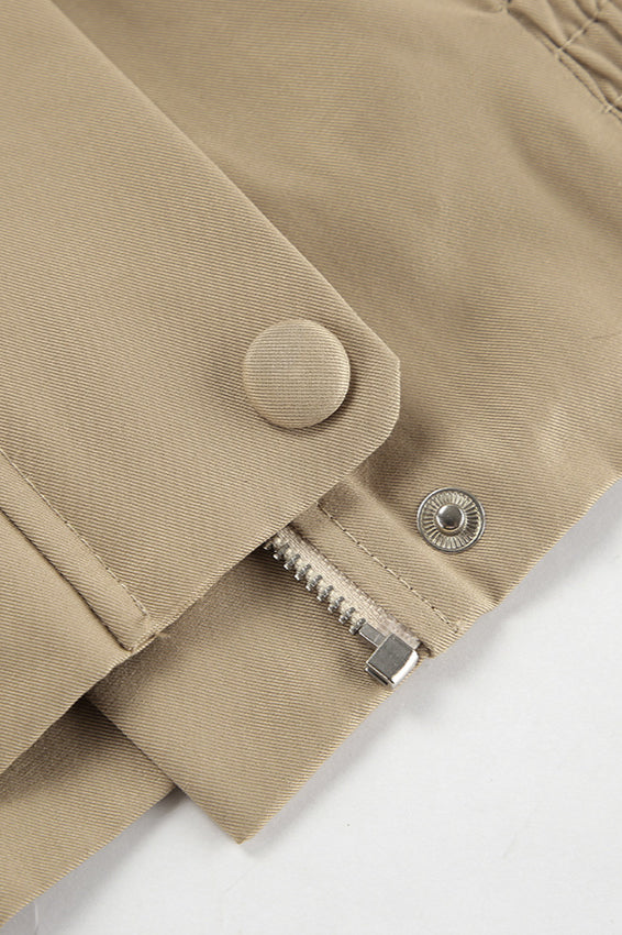 Khaki Biker Loose Fit Coat for Effortless Style and Comfort