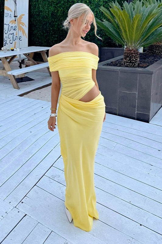 Off Shoulder Ruched Bodycon Mermaid Maxi Dress - View 3