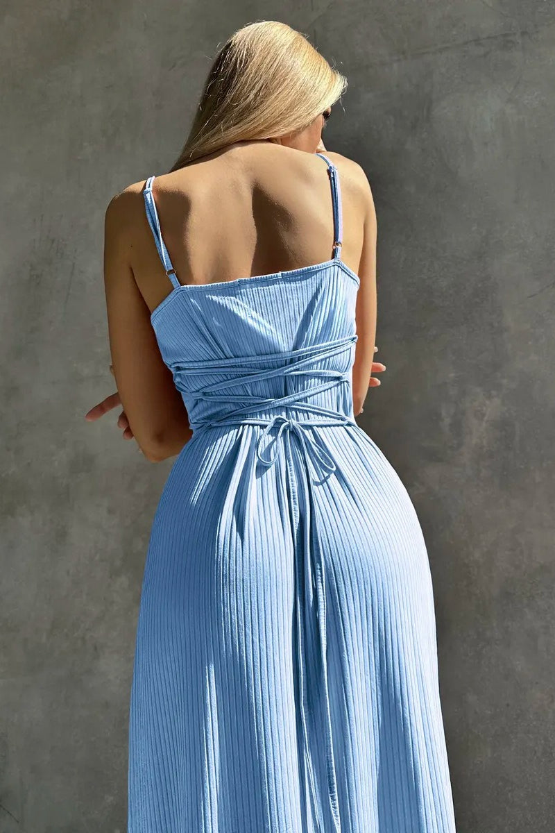 Ribbed Knit Scoop Neck Sleeveless Maxi Dress
