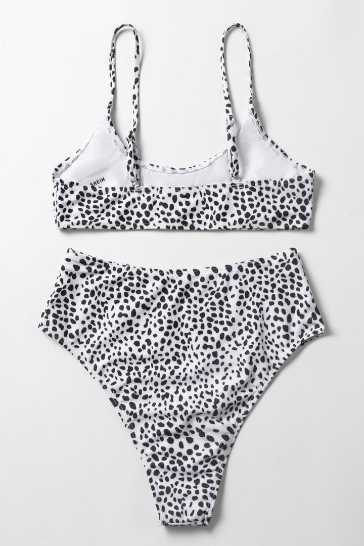 Leopard Print High-waisted White Bikini Set - Fashionpara