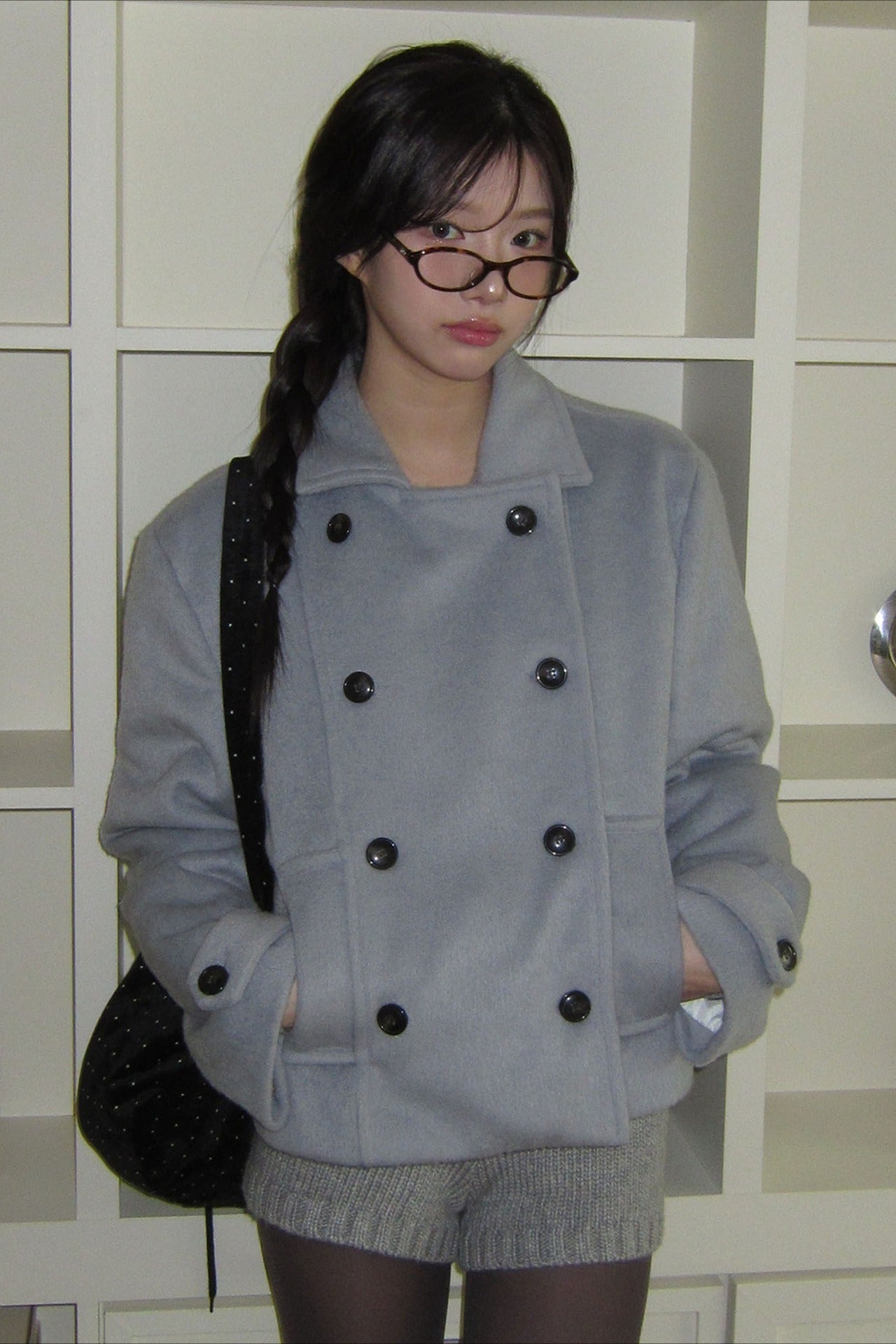 Vintage Fleece-Lined Wool Blend Short Coat for Stylish Comfort