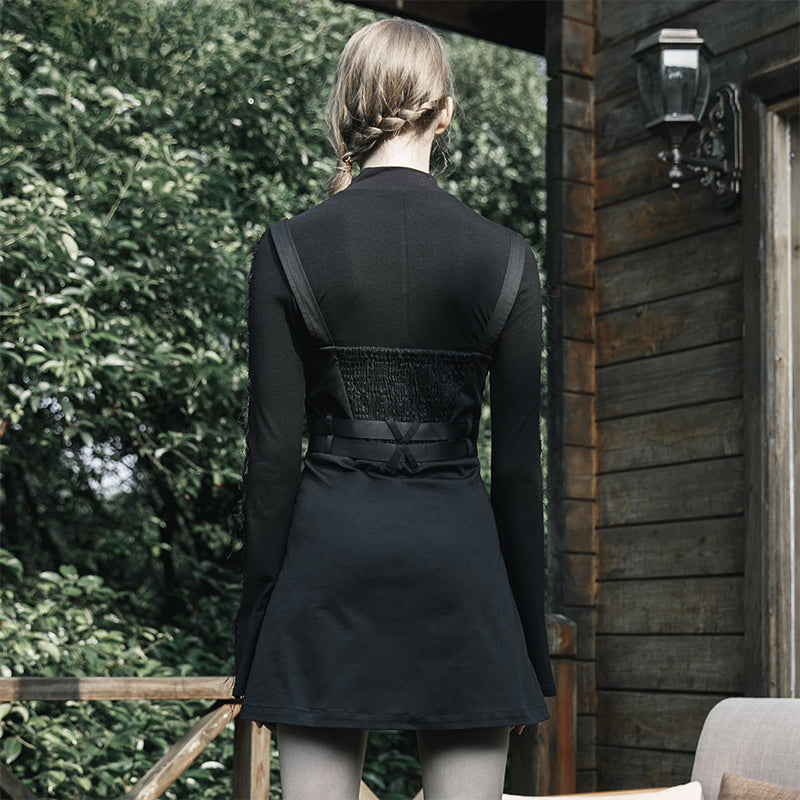 High Neck Long Sleeve Buckle Bodycon Mini Dress