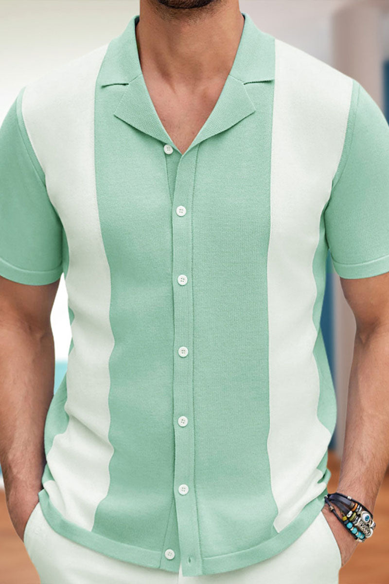 Uniqshe Men's Casual Short Sleeve Hawaiian Polo Cardigan