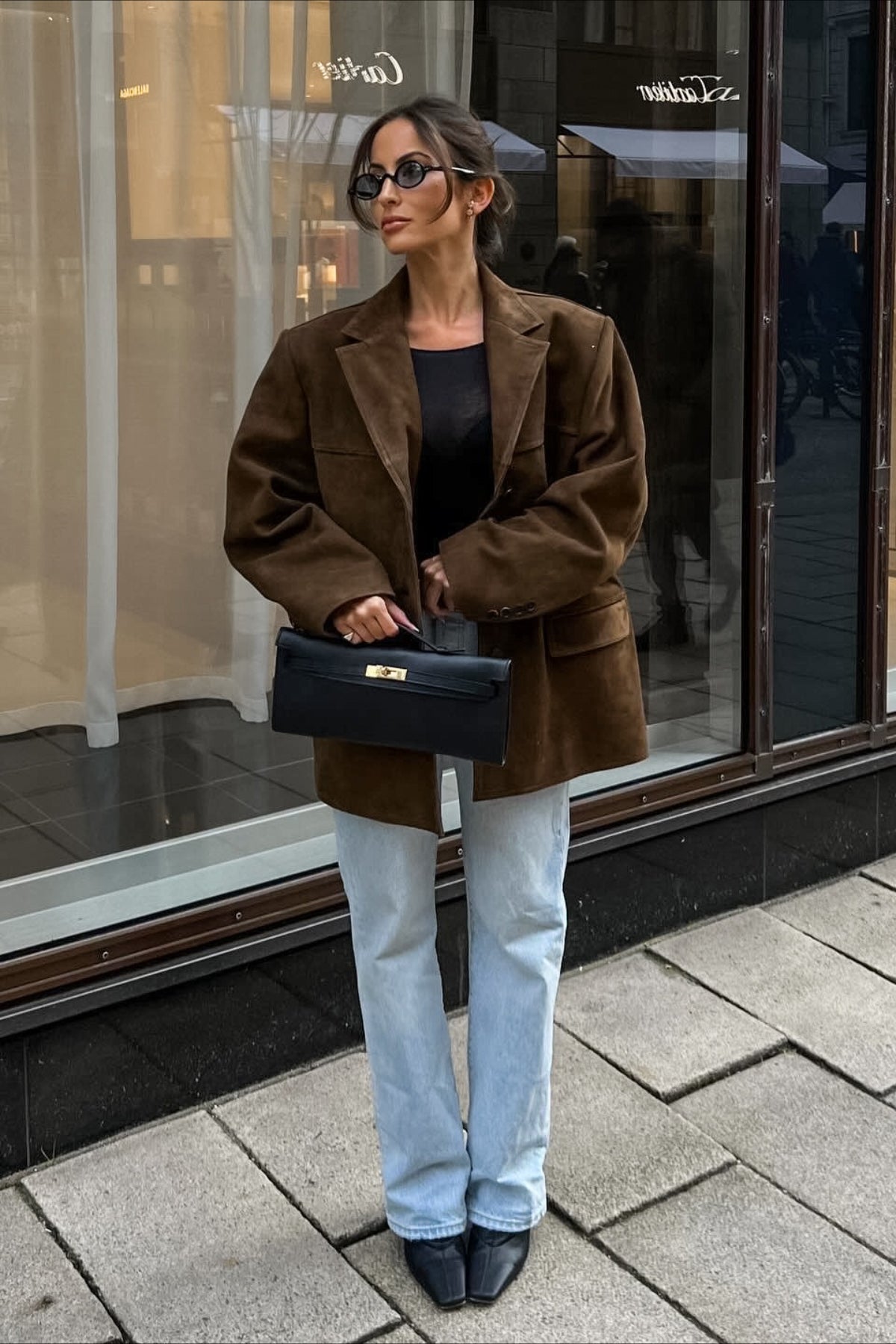 Retro Suede Solid Notch Collar Coat