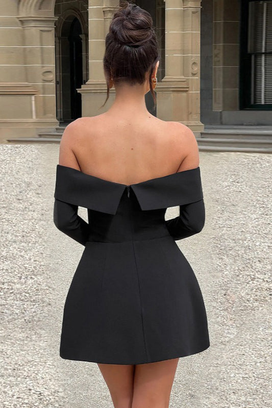 Backless One Shoulder Strapless Slim Long-Sleeve A Cocktail Dress - View 4