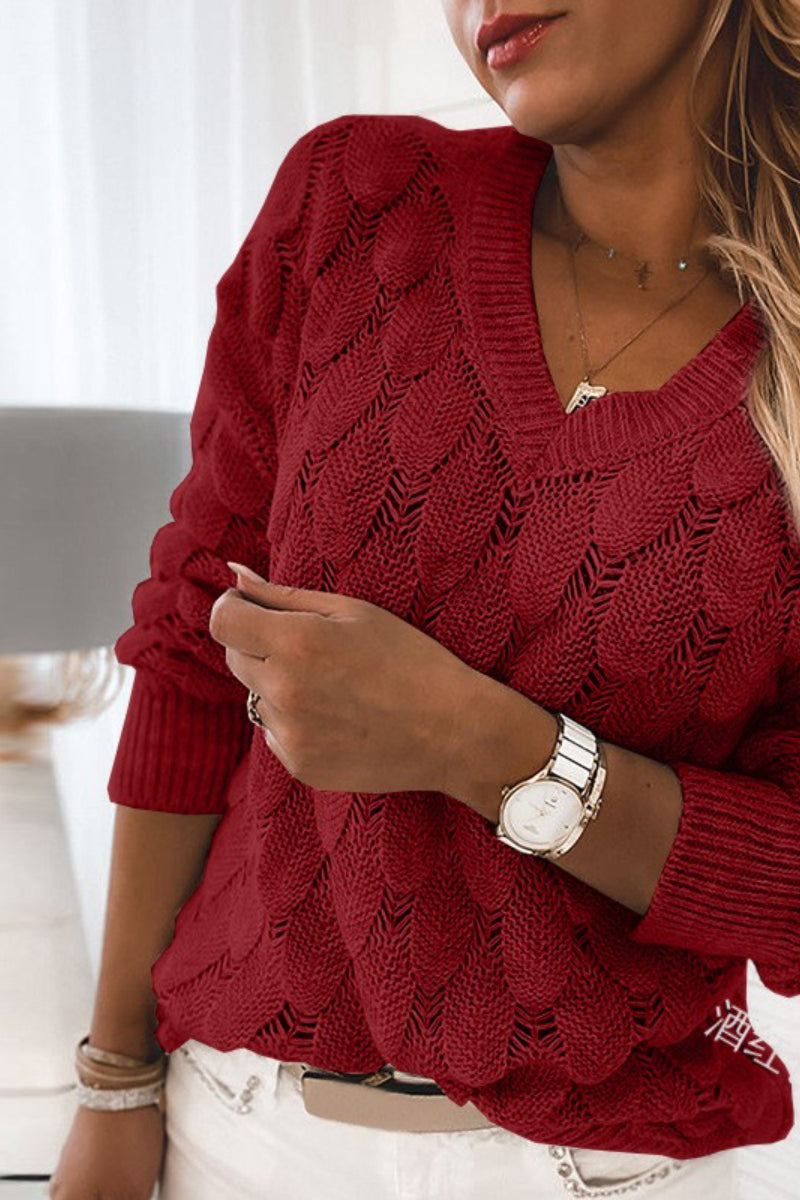 Solid V-Neck Casual Sweaters(3 Colors )