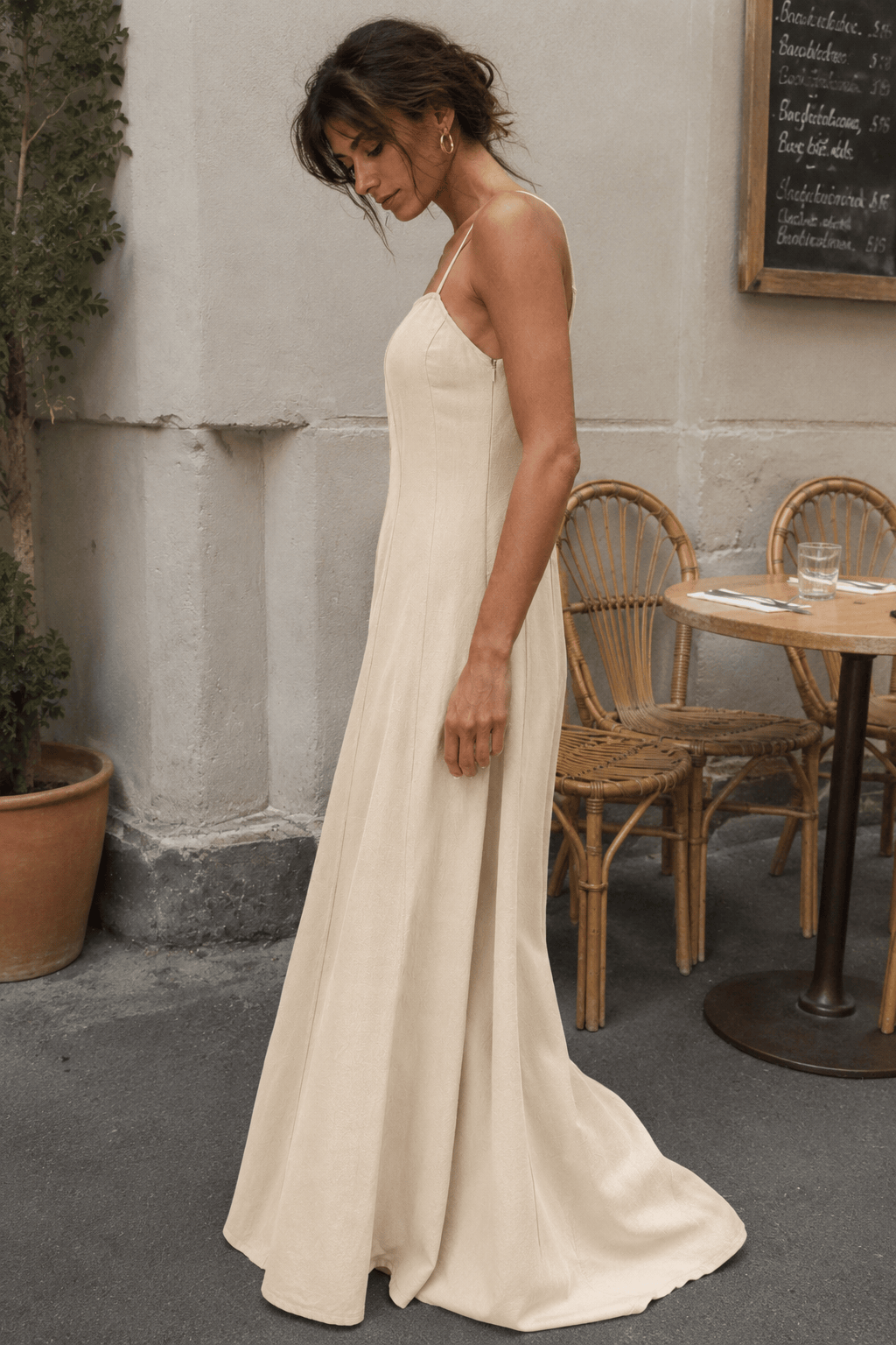 Linen Square Neck A-Line Maxi Dress 3