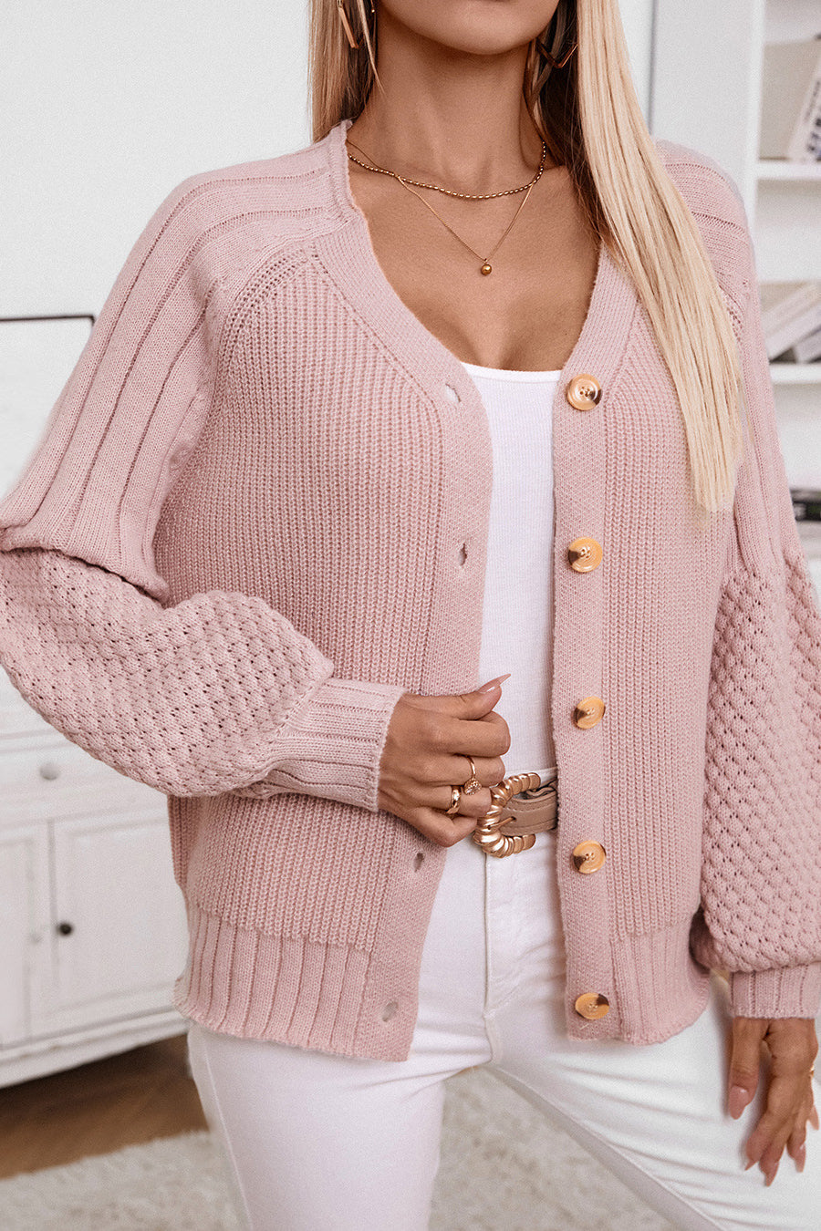 Stylish Solid Button Knit Cardigan for Effortless Elegance