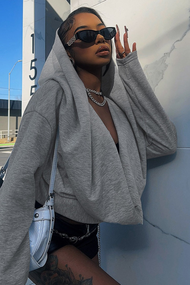 Deep V Cropped Hoodie