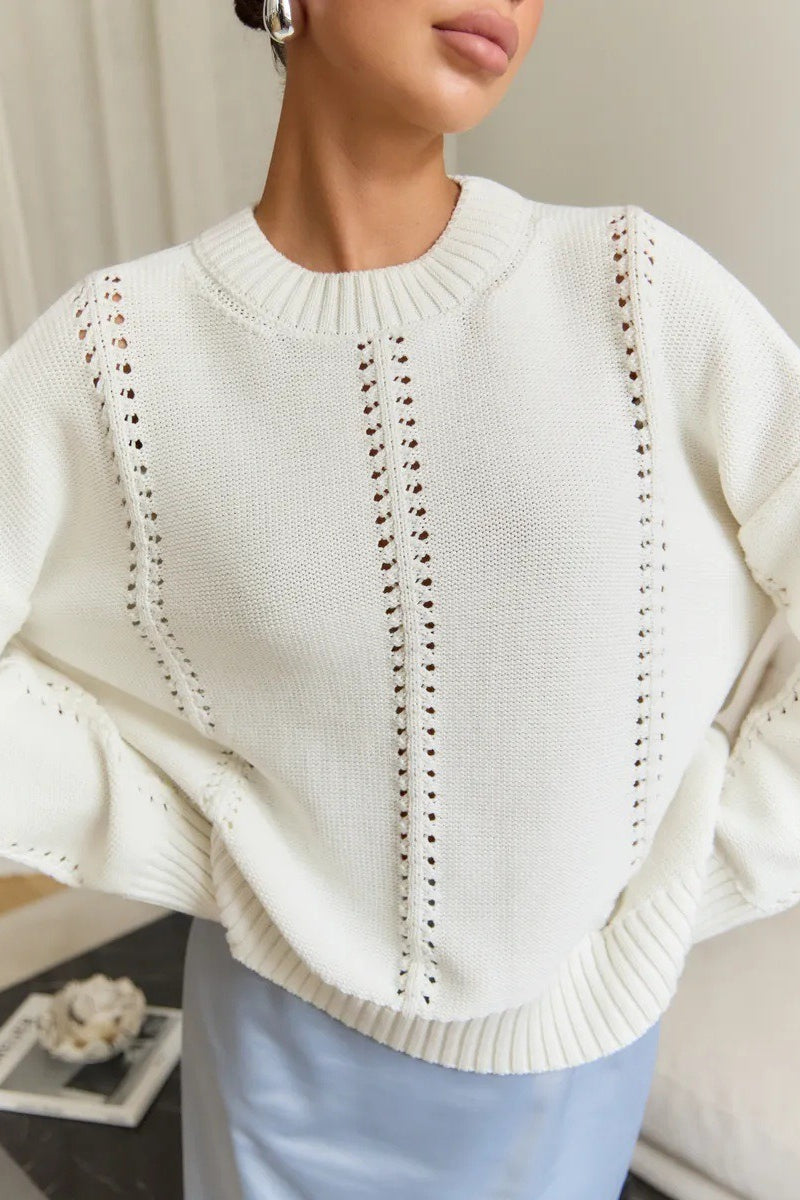 Casual Lace Knit Pullover Sweater