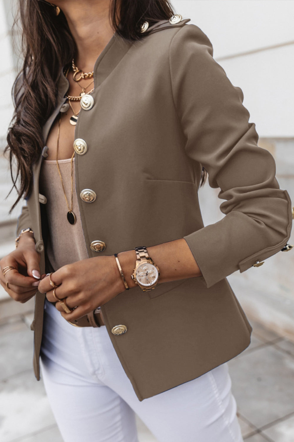 Tailored Long Sleeve Suit Jacket for Elegant Professional Style