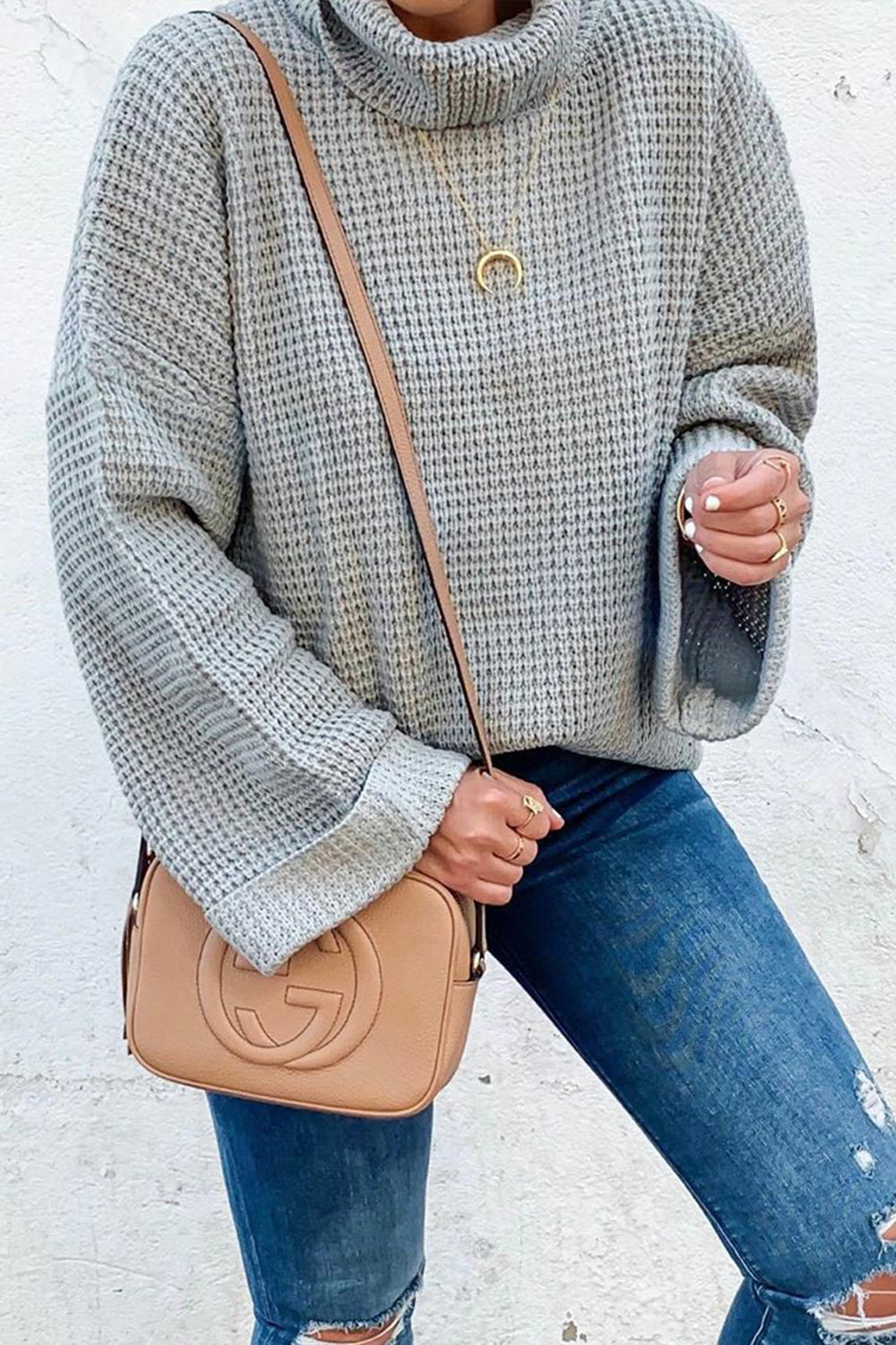 RadyRin Loose High Neck Sweater for Effortless Style