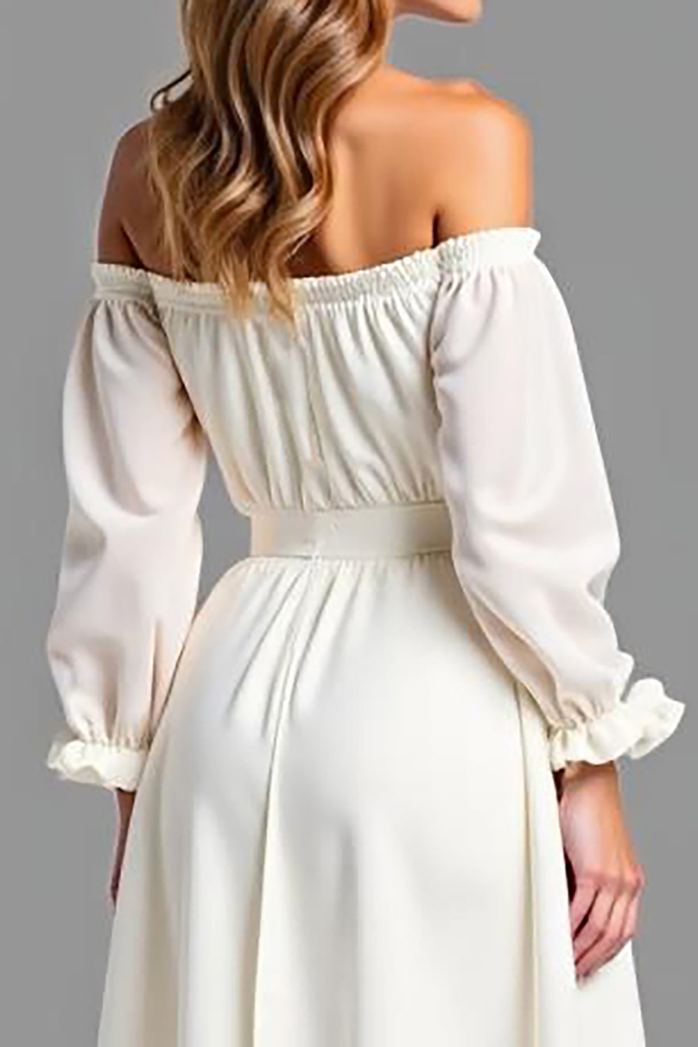 Off the Shoulder White Chiffon Graduation Dress
