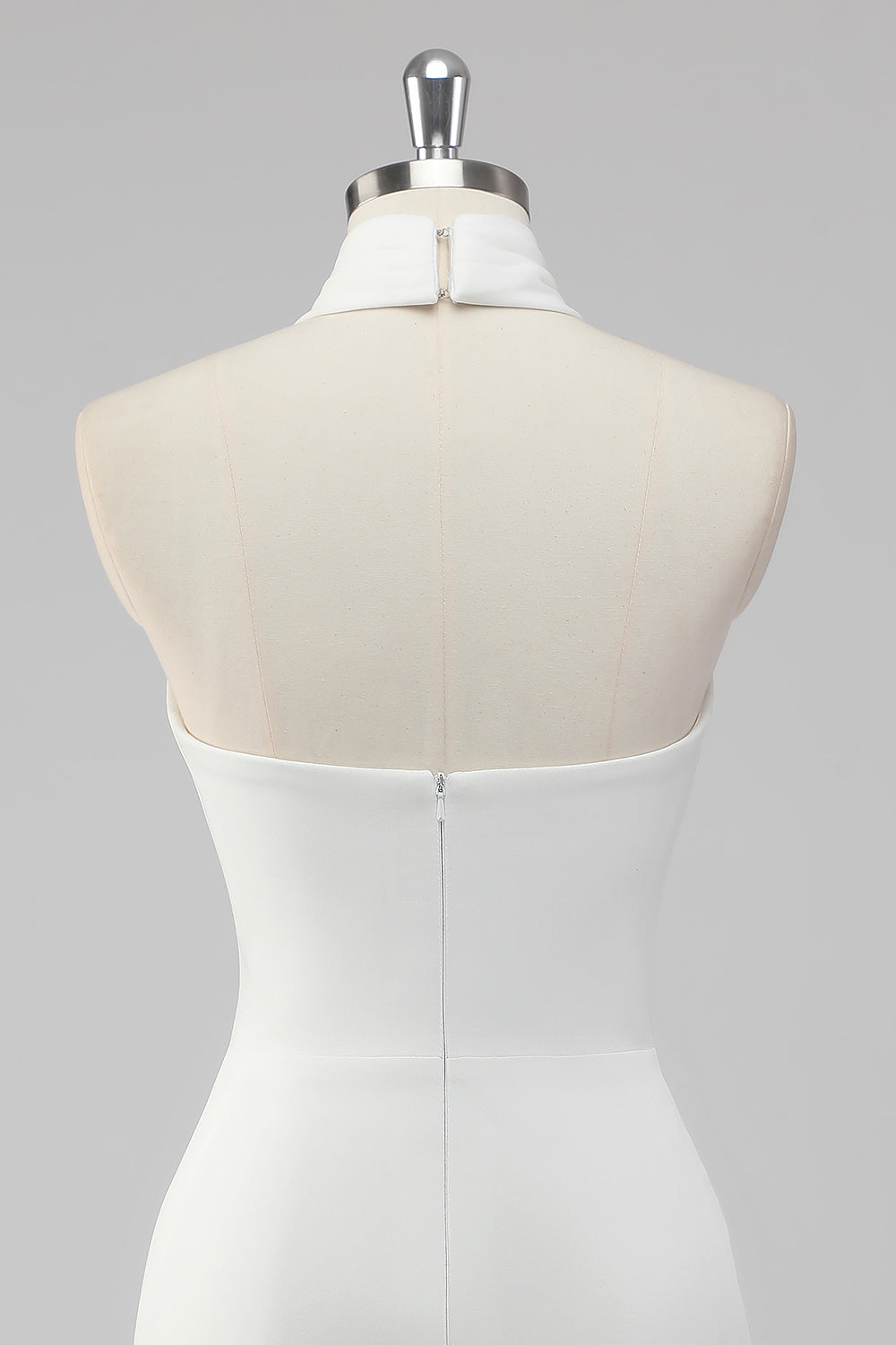 Bodycon Satin Halter Neck Backless Short Little White Dress