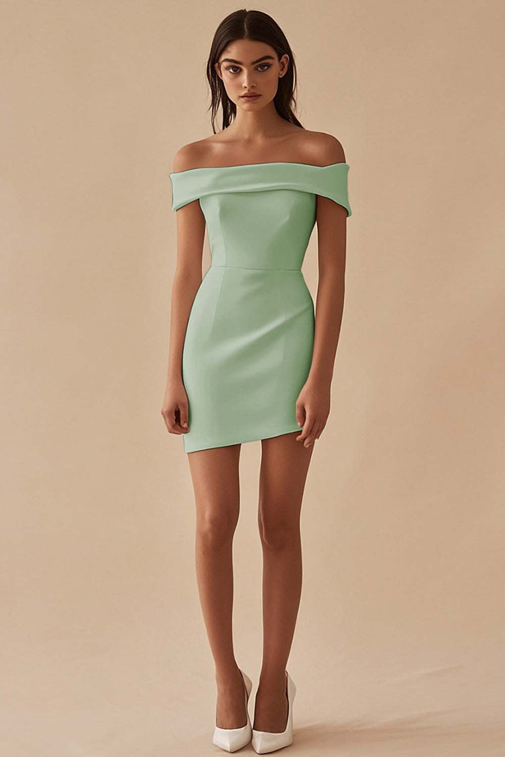 Satin White Off the Shoulder Bodycon Short Graduation Dress