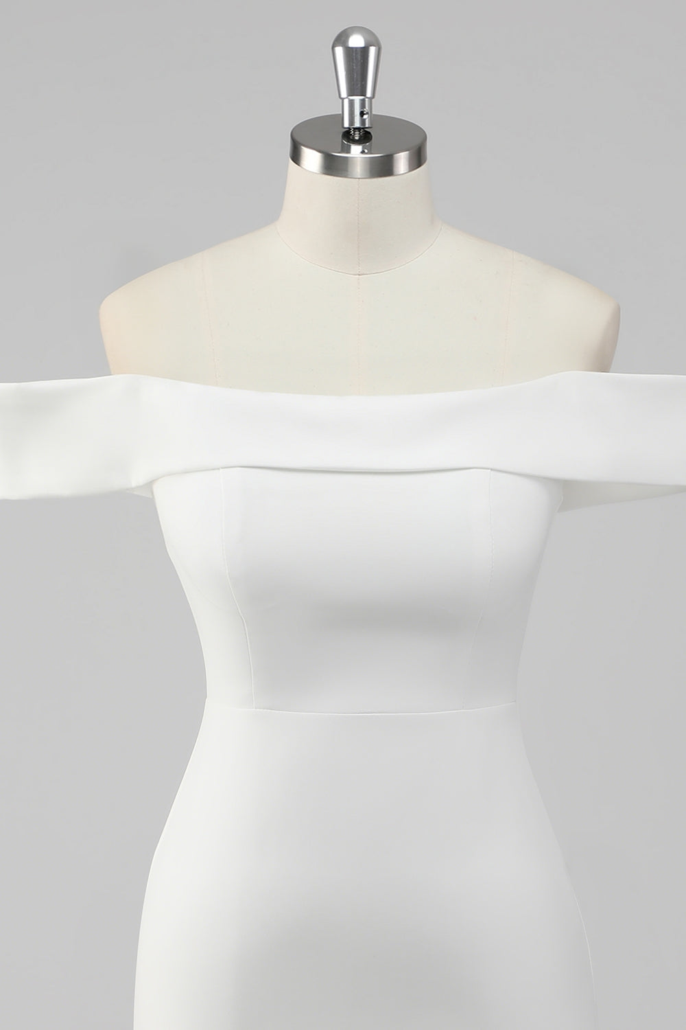 Satin White Bodycon Off the Shoulder Mini Graduation Dress