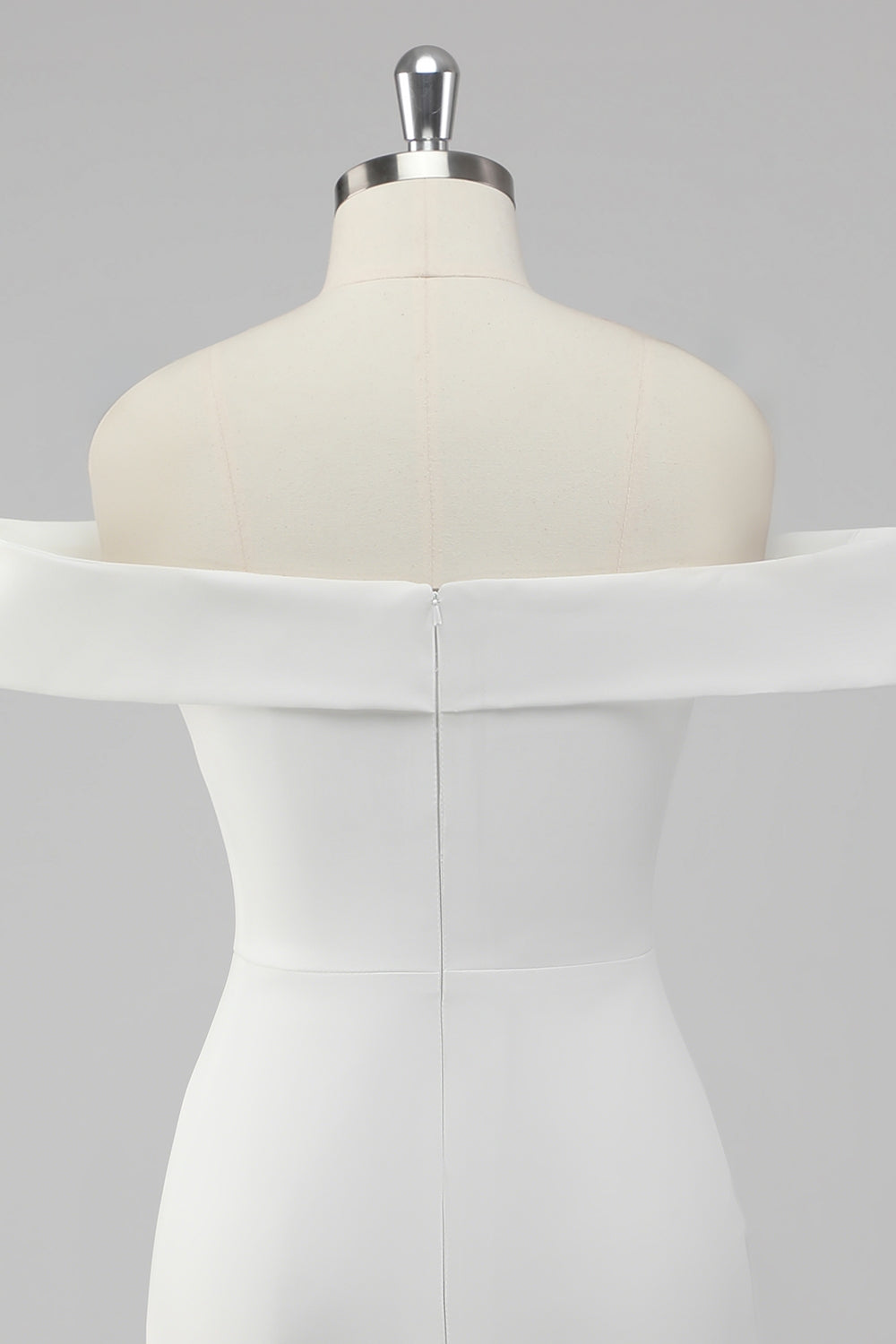 Satin White Bodycon Off the Shoulder Mini Graduation Dress