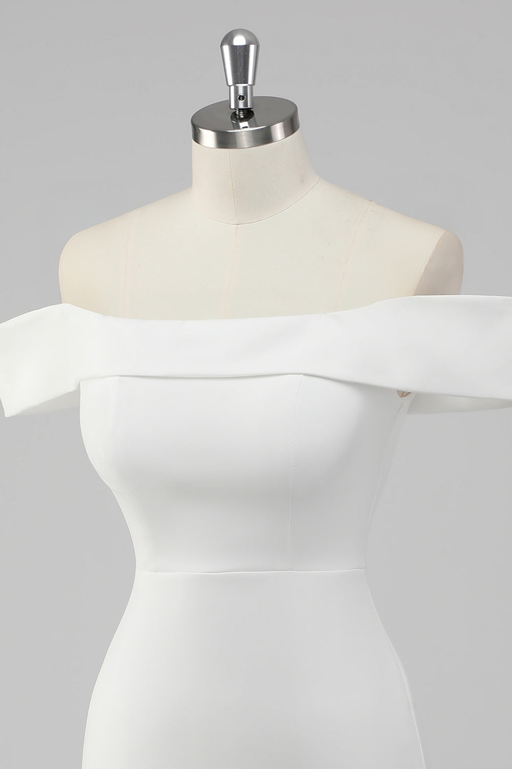 Satin White Bodycon Off the Shoulder Mini Graduation Dress