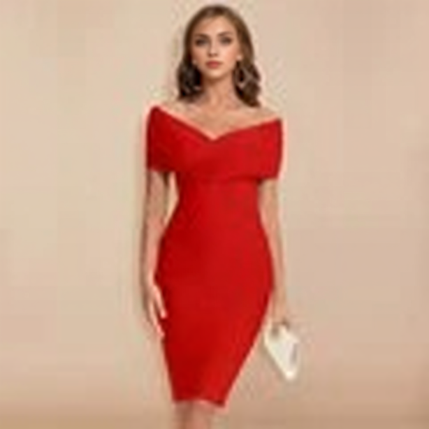 Off-Shoulder V-Neck Ruched Bandage Bodycon Dress 12